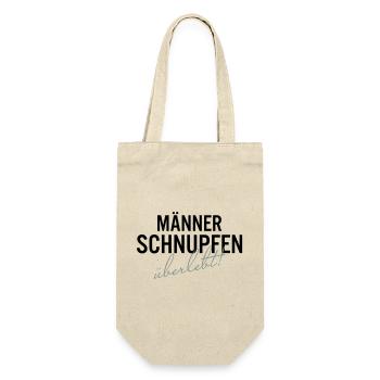Maennerschnupfen Ueberlebt Spruch Shirt - Geschenkbeutel für Flaschen - Natur - Vorne