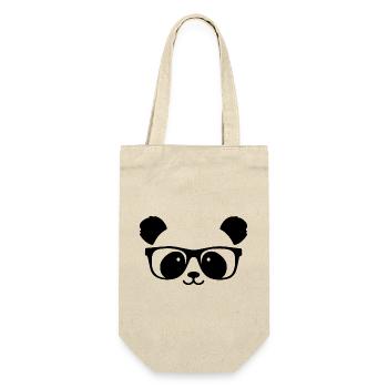Un panda mignon avec des lunettes de nerd - Sac à bouteille - nature - Devant