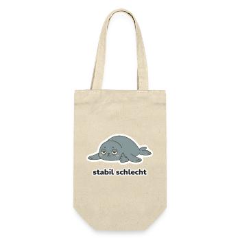 stabil schlecht – Robbe Meme - Geschenkbeutel für Flaschen - Natur - Vorne