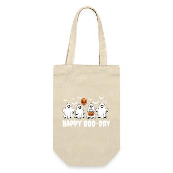 Happy Boo-Day – Geister zum Halloween-Geburtstag - Geschenkbeutel für Flaschen - Natur - Vorne