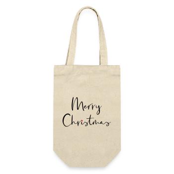 Merry Christmas Stern Geschenk Weihnachten - Geschenkbeutel für Flaschen - Natur - Vorne