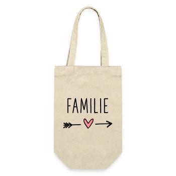 Familie Herz Pfeil Liebe Amor Zusammenhalt - Geschenkbeutel für Flaschen - Natur - Vorne