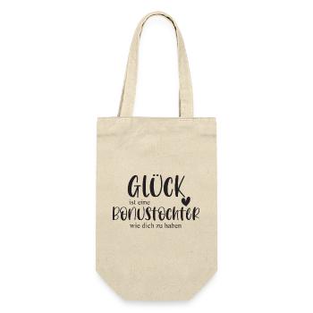 Tochter Bonustochter Kind Familie Geschenk Glück - Geschenkbeutel für Flaschen - Natur - Vorne