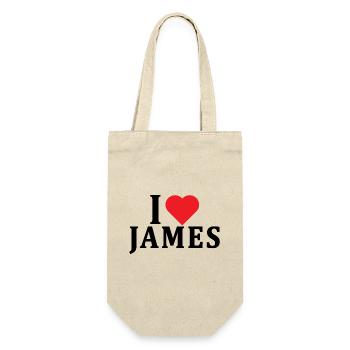 T-Shirt I love James T-Shirt Geschenkidee - Geschenkbeutel für Flaschen - Natur - Vorne