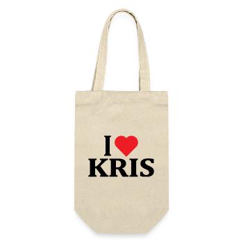 T-Shirt-Name Ich liebe Kris Geschenkidee T-Shirt - Geschenkbeutel für Flaschen - Natur - Vorne