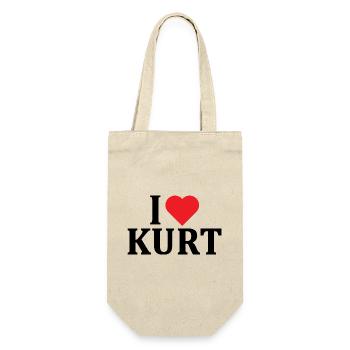 T-Shirt-Name Ich liebe Kurt T-Shirt Geschenkidee - Geschenkbeutel für Flaschen - Natur - Vorne