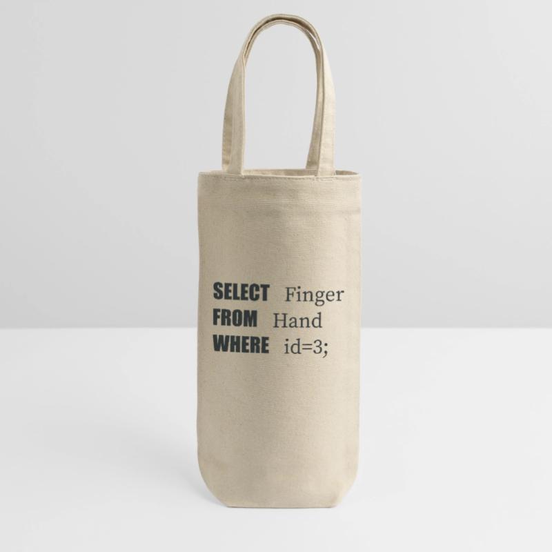 Doigt de sélection à la main, code amusant. Langage des codeurs Sac à bouteille