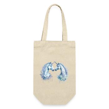 Zwillings-Einhörner: Aquarell-Magie - Geschenkbeutel für Flaschen - Natur - Vorne
