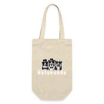Hütehunde Trio mit Zylinder - Geschenkbeutel für Flaschen - Natur - Vorne