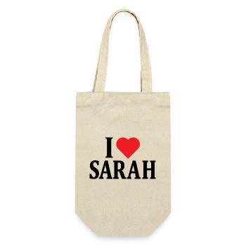 t-shirt I love Sarah t-shirt gift idea - Gift Bag for Bottles - nature - Front