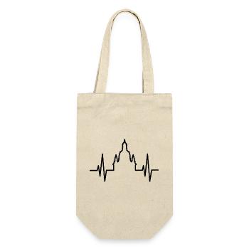Herzschlag Frauenkirche Dresden Puls Logo Symbol - Geschenkbeutel für Flaschen - Natur - Vorne