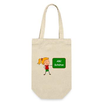 Einschulung ABC Schütze - Geschenkbeutel für Flaschen - Natur - Vorne