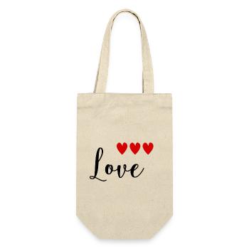 HERZ. WEIHNACHTEN. PAAR. VALENTINSTAG. GERADE VERHEIRATET. - Geschenkbeutel für Flaschen - Natur - Vorne