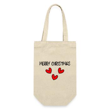 WEIHNACHTEN. FROHE WEIHNACHTEN. FROHE WEIHNACHTEN. NEUJAHRSTAG - Geschenkbeutel für Flaschen - Natur - Vorne