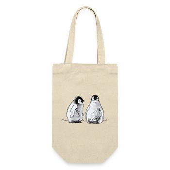 Pinguin Babys - Geschenkbeutel für Flaschen - Natur - Vorne