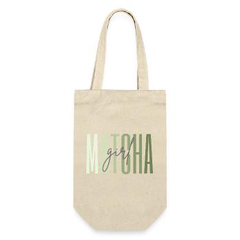 Matcha Girl – Geschenk für Tee Liebhaber - Geschenkbeutel für Flaschen - Natur - Vorne