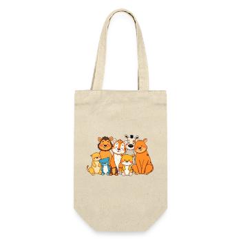 Verspielte Tierfamilie Comic Design - Geschenkbeutel für Flaschen - Natur - Vorne