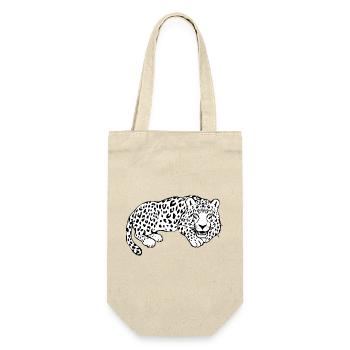 Leopard weiß Katzenshirt Leparden T-shirt Geschenk - Geschenkbeutel für Flaschen - Natur - Vorne
