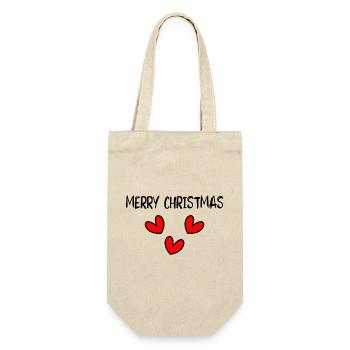 WEIHNACHTEN. FROHE WEIHNACHTEN. FROHE WEIHNACHTEN. WEIHNACHTSMANN - Geschenkbeutel für Flaschen - Natur - Vorne