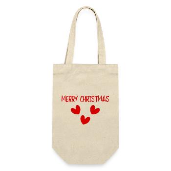WEIHNACHTEN. FROHE WEIHNACHTEN. FROHE WEIHNACHTEN. WEIHNACHTSMANN - Geschenkbeutel für Flaschen - Natur - Vorne