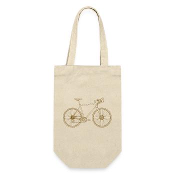 Goldenes Fahrrad-Liniendesign Retro Rennrad - Geschenkbeutel für Flaschen - Natur - Vorne