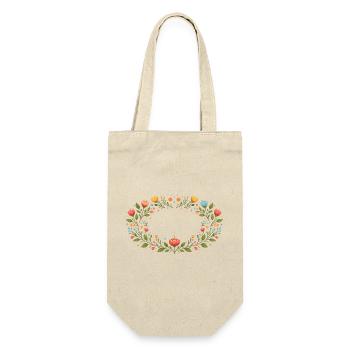 Floral Spring Frame with Flowers - Gift Bag for Bottles - nature - Front