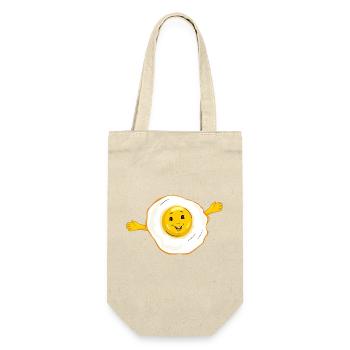 Cartoon_smiling_fried_egg - Geschenkbeutel für Flaschen - Natur - Vorne