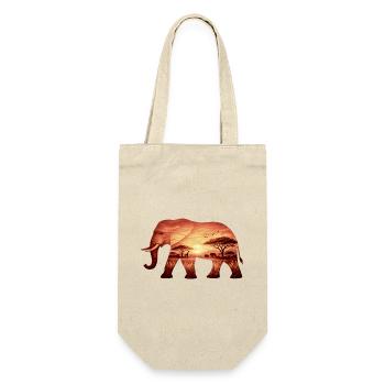 Elefant auf Savanne - Geschenkbeutel für Flaschen - Natur - Vorne