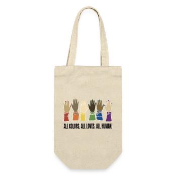 ALL COLORS. ALL LOVES. ALL HUMAN. - Geschenkbeutel für Flaschen - Natur - Vorne