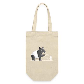 Tapir Tiermotiv lustig Strichzeichnung Cartoon - Geschenkbeutel für Flaschen - Natur - Vorne