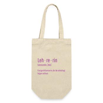 Lehrerin Substantiv Influencerin Lustig Geschenk - Geschenkbeutel für Flaschen - Natur - Vorne