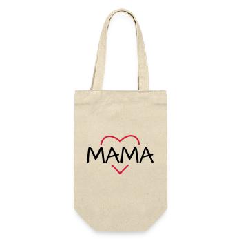 Mama Herz Geschenk Muttertag Geburtstag - Geschenkbeutel für Flaschen - Natur - Vorne