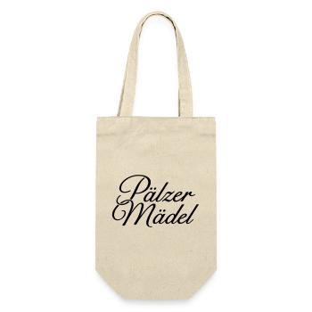 Pälzer Mädel Klassisch - Mädchen aus der Pfalz - Geschenkbeutel für Flaschen - Natur - Vorne