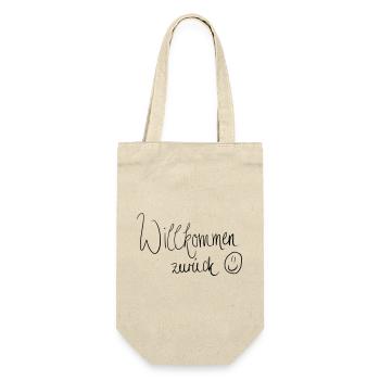 Willkommen zurück :) - Geschenkbeutel für Flaschen - Natur - Vorne