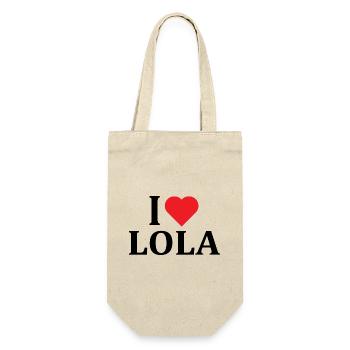 name t-shirt I love Lola t-shirt gift idea - Gift Bag for Bottles - nature - Front