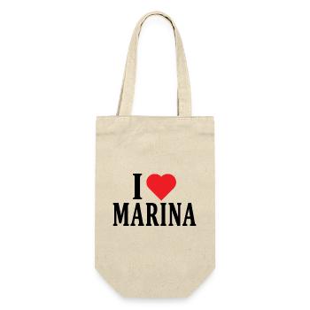name t-shirt I love Marina t-shirt gift idea - Gift Bag for Bottles - nature - Front