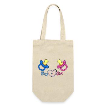 Boy or Girl Heart Design Baby Print - Gift Bag for Bottles - nature - Front