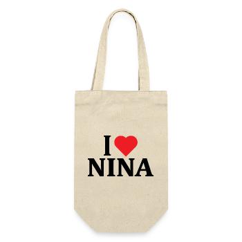 T-Shirt I love Nina T-Shirt Geschenkidee - Geschenkbeutel für Flaschen - Natur - Vorne