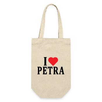 T-Shirt I love Petra T-Shirt Geschenkidee - Geschenkbeutel für Flaschen - Natur - Vorne