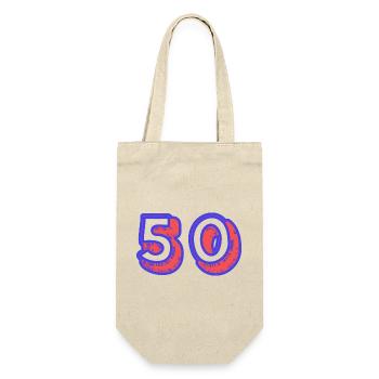 50. 50 ANS. 50e ANNIVERSAIRE. ANNIVERSAIRE 50 ANS. - Sac à bouteille - nature - Devant