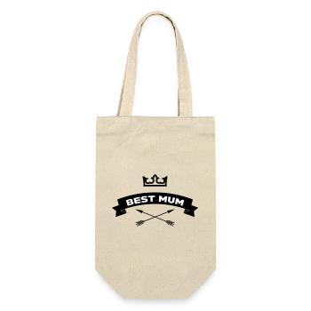 Beste Mama - Muttertag - Geschenkbeutel für Flaschen - Natur - Vorne