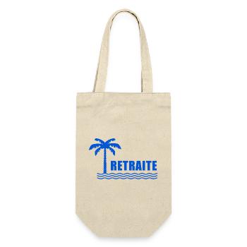 RUHESTAND. FEIERTAG. RUHESTAND. PENSIONIERT. RUHESTAND. - Geschenkbeutel für Flaschen - Natur - Vorne