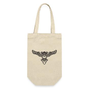 Eule Tribal Tattoo – mystisches Eulenmotiv - Geschenkbeutel für Flaschen - Natur - Vorne