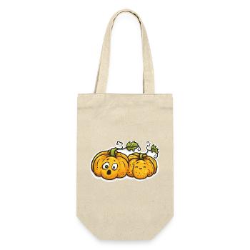 Couple de citrouilles mignon - Bande dessinée d’automne d’Halloween - Sac à bouteille - nature - Devant