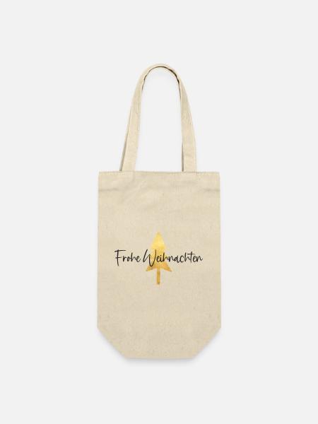 Goldener Weihnachtsbaum Schrift - Geschenkbeutel für Flaschen - Natur