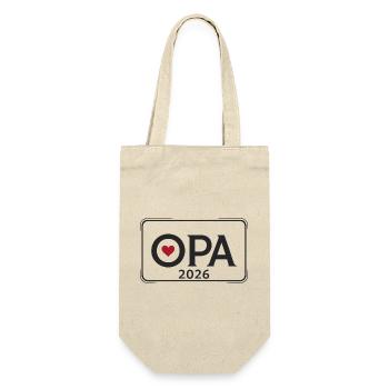OPA 2026 Stolzer Großvater Ankündigung - Geschenkbeutel für Flaschen - Natur - Vorne