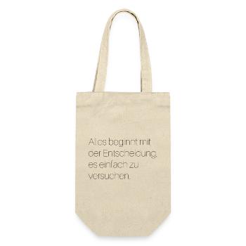 Motivierender Spruch  - Geschenkbeutel für Flaschen - Natur - Vorne