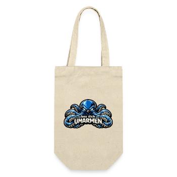 Umarmender Kraken mit Humor: Lass dich umarmen - Geschenkbeutel für Flaschen - Natur - Vorne