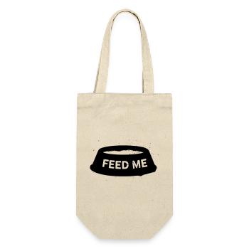 Hundenapf Feed Me Spruch - Geschenkbeutel für Flaschen - Natur - Vorne