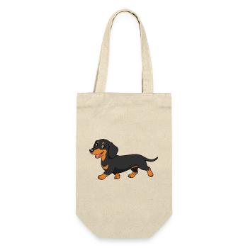 Image of a dachshund in cartoon style - Gift Bag for Bottles - nature - Front